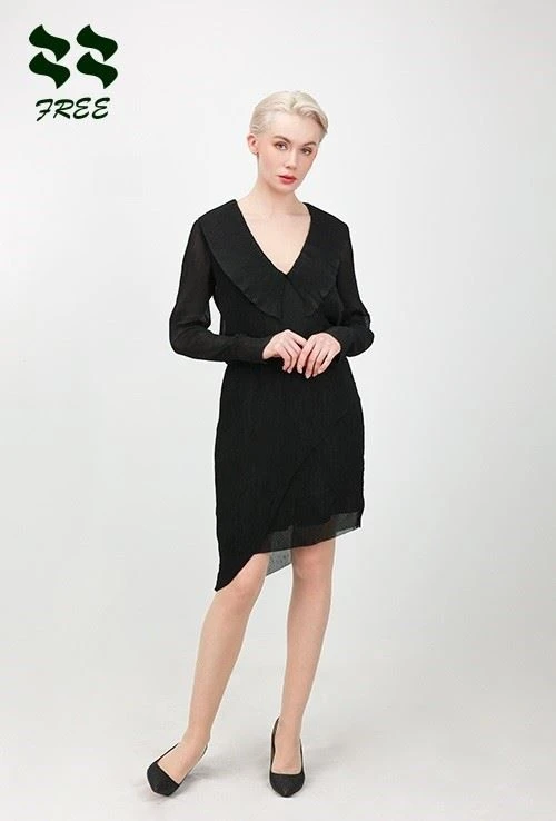 Irregular Hem Pleated Midi Dress Supplier
