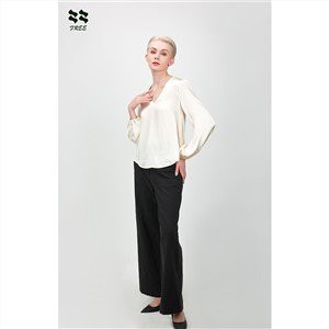 Pantaloni de birou negri pentru femei cu buzunare